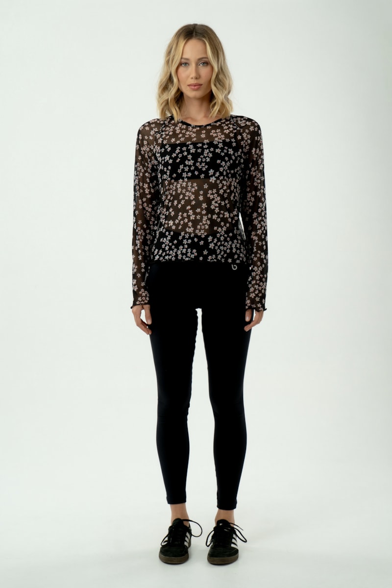 BLUSA TULE ML FLOR